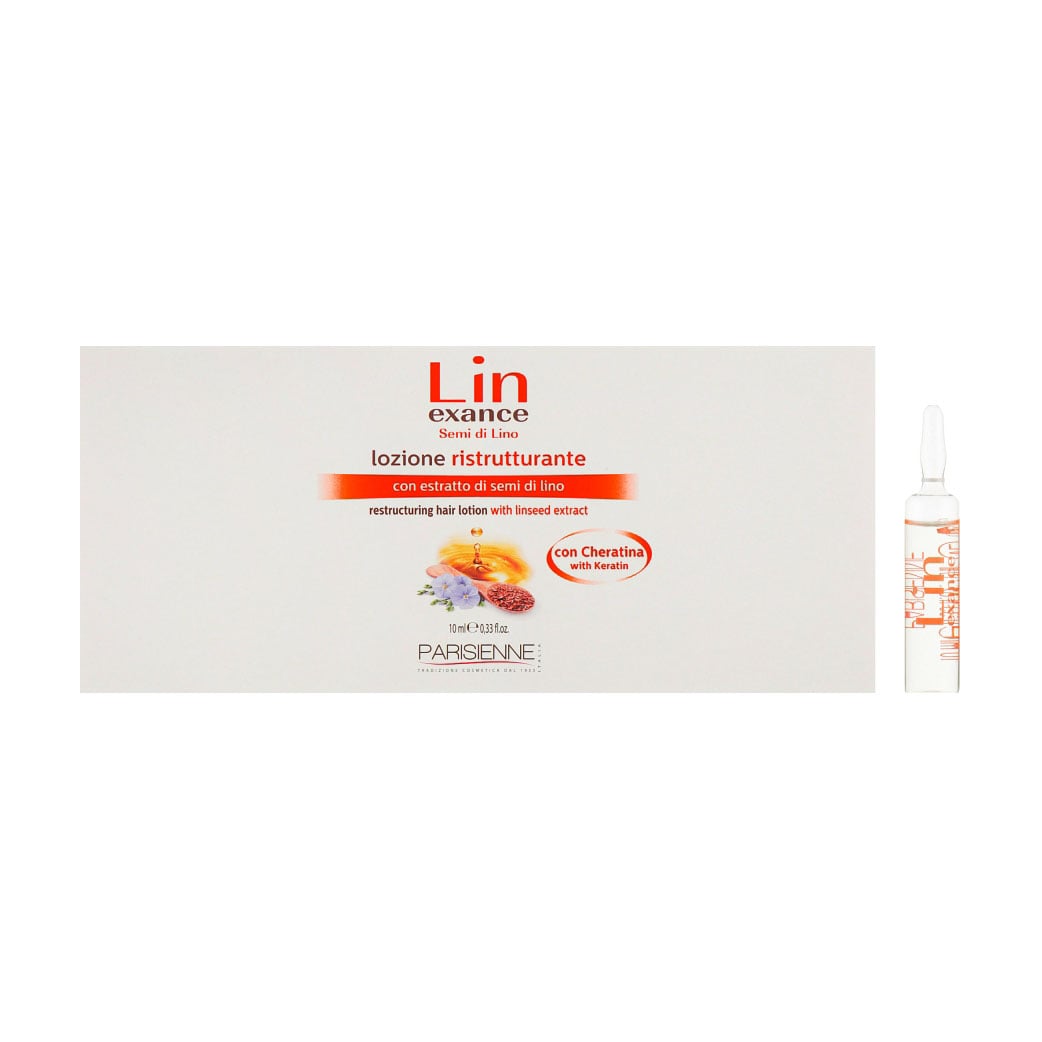 Уцінка! Відновлювальний лосьйон для волосся Parisienne Lin Exance Semi Di Lino Lozione Ristrutturante Hair Lotion, 12*10 мл